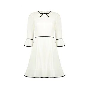 Ted Baker Bow Tie Mini White Dress With Black Trim